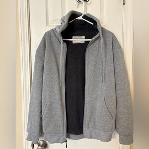 Seven Apparel Gray Thick Full Zip Hoodie Jacket with Warm Sherpa Inner Lining